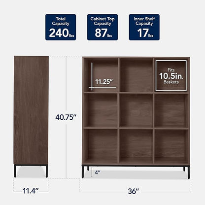 Best Choice Products 9-Cube Bookshelf, 3-Tier Wood Storage Bookcase W/Legs, 11in Shelf Opening, Cube Organizer, Living Room, Office, Nursery - Walnut