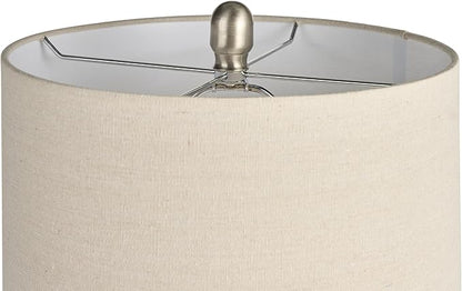 Nourison Home 22" Glossy White Ceramic Table Lamp for Modern, Transitional, Bedside Table, Living Room, Dining, Entryway