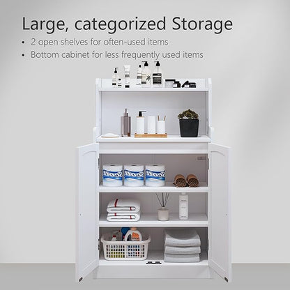 40 Inch Bathroom Storage Cabinet, Freestanding Organizer with 2 Doors, Bath cabinets Floor Standing, Suitable for Dining Room, Kitchen, Living Room, Hallway (White)