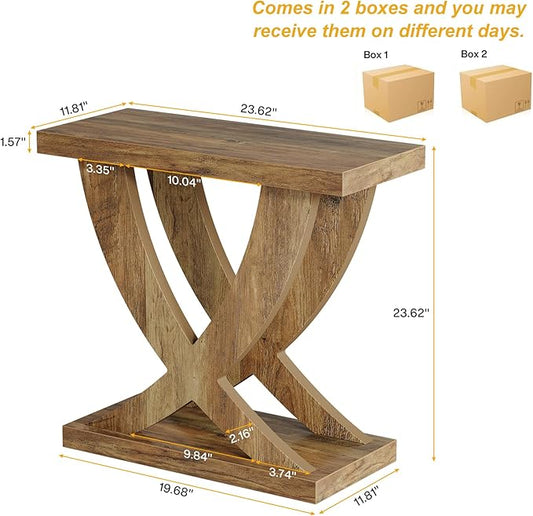 Tribesigns End Table for Living Room with Cross Fishtail Support Set of 2, Side Table and Farmhouse Accent Furniture for Small Spaces (2)