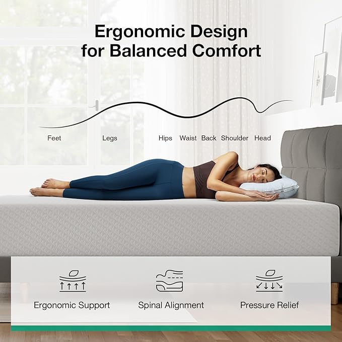 Novilla King Mattress, 10 Inch King Memory Foam Mattress in a Box, Dual-Layer Design with High-Density Base for Support & Pressure Relief, Natural Fiber Infused for Cool & Refreshing Sleep，Firm