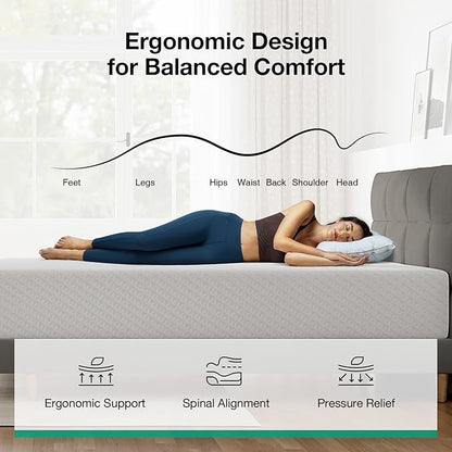 Novilla Queen Mattress, 12 Inch Queen Memory Foam Mattress in a Box, Dual-Layer Design with High-Density Base for Support & Pressure Relief, Natural Fiber Infused for Cool & Refreshing Sleep，Firm