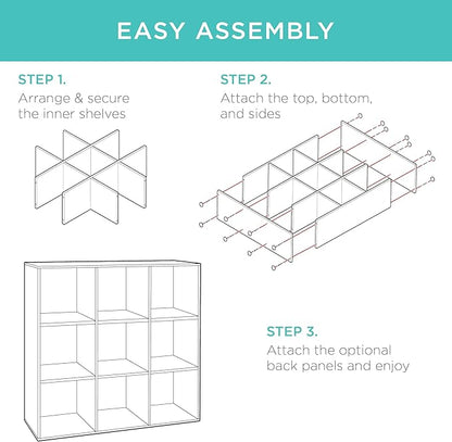 Best Choice Products 9-Cube Storage Organizer, 13.5in Shelf Opening, Bookcase, Display Shelf, Customizable w/ 3 Removable Back Panels – Whitewash