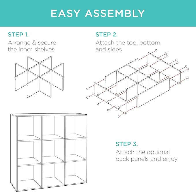Best Choice Products 9-Cube Storage Organizer, 13.5in Shelf Opening, Bookcase, Display Shelf, Customizable w/ 3 Removable Back Panels – Greige