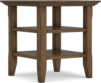 SIMPLIHOME Acadian SOLID WOOD 19 Inch Wide Square Transitional End Table in Rustic Natural Aged Brown, For the Living Room and Bedroom