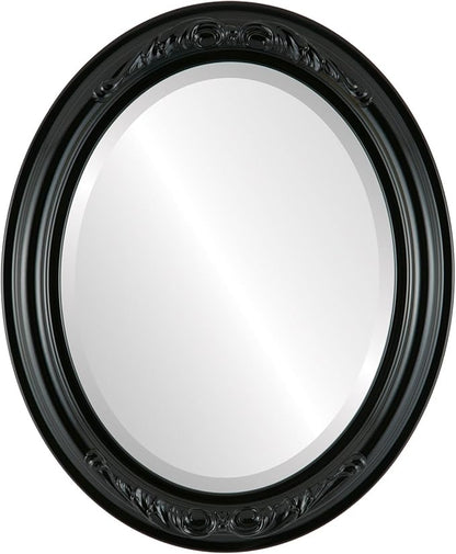 OVALCREST Oval Beveled Wall Mirror for Home Decor - Florence Style - Gloss Black - 32" x 26"