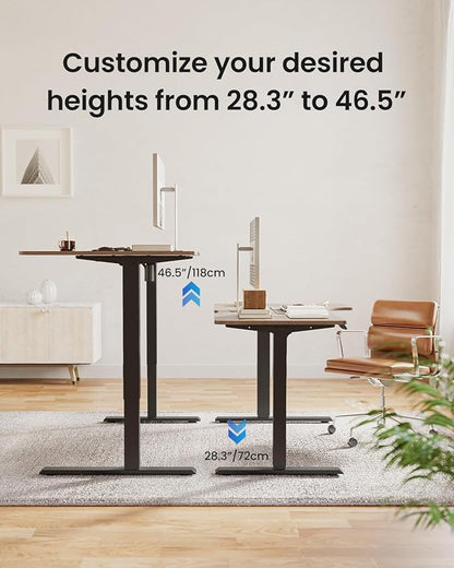 FEZIBO 55×32 inch L Shaped Electric Corner Standing Desk, 4 Memory Height Settings,Home Office & Computer Height Adjustable Table, Ergonomic Sit and Stand Up Workstation with Splice Board,Rustic Brown