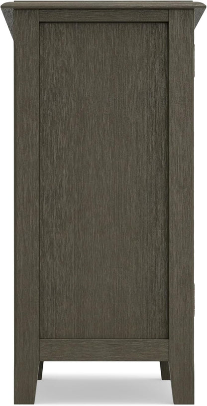 SIMPLIHOME Burlington SOLID WOOD 30 inch Wide Transitional Low Storage Cabinet in Farmhouse Grey for the Living Room, Entryway and Family Room