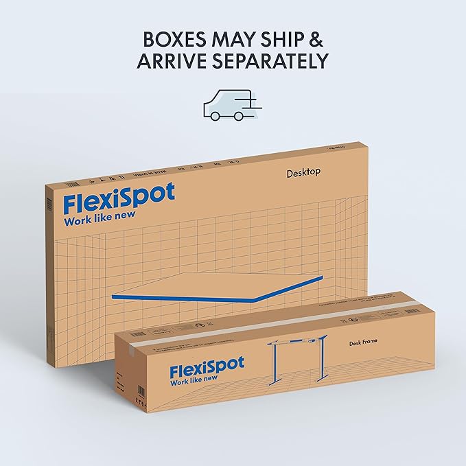 FLEXISPOT EN1 One-Piece Adjustable Desk 40 x 24 Inches Stand Up Desk Workstation Electric Standing Desk with Seamless Desktop (Silver Frame + 40 inches White Top, 2 Packages)