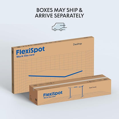 FLEXISPOT EN1 Whole-Piece Standing Desk 48 x 24 Inches Height Adjustable Electric Desk Sit Stand Desk Home Office Desks (Black Frame + Marble Gray Top, 2 Packages)