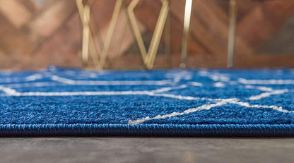 Unique Loom Trellis Frieze Collection Area Rug - Geometric (5' 3" x 8' Rectangle, Navy Blue/ Ivory)