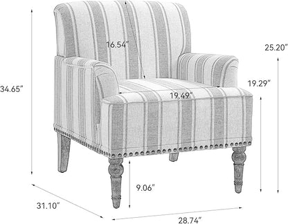 Pia Ricco Floral Accent Chairs 2 Pack - Modern Nailhead Trim Armchairs with Wood Legs, Upholstered Reading Chairs for Living Room Bedroom