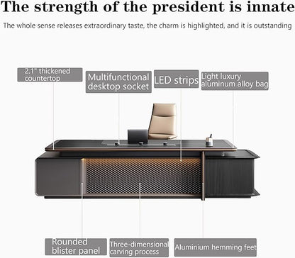 Modern Executive Desk, 102.4 inch L Shaped Desk with Storage, L Shape Corner Desk Drawers and Lockable Storage No Installation Required Without Display Racks and Bookshelves