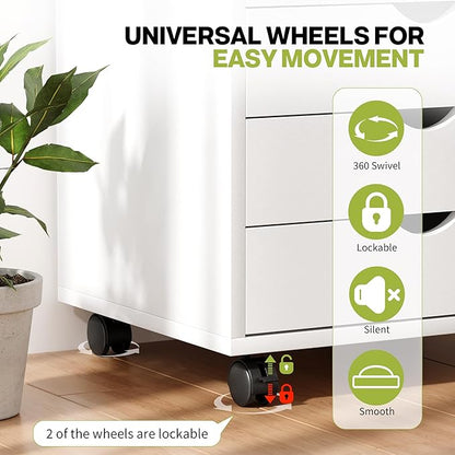 7 Drawer Chest, Storage Cabinet Dressers with Wheels, Dressers Storage Cabinets, Dresser Mobile Cabinet with Wheels, Room Organizer, Small Drawers Wood Organization Furniture for Office, Home, White