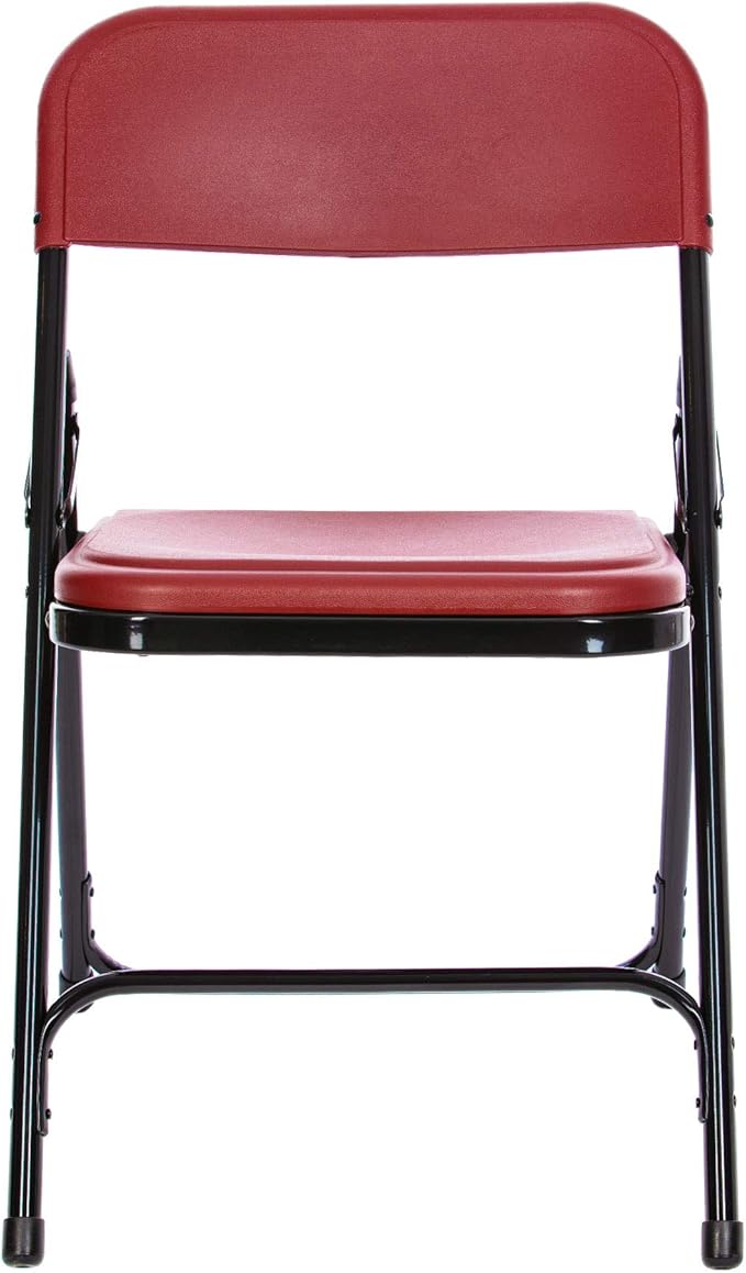 OEF Furnishings OEF800 Series Premium Heavy-Duty Plastic Folding Chairs, Lightweight, Durable Seating for Indoor and Outdoor Use, 500 lb Capacity (4-Pack, Red Plastic with Black Frame)