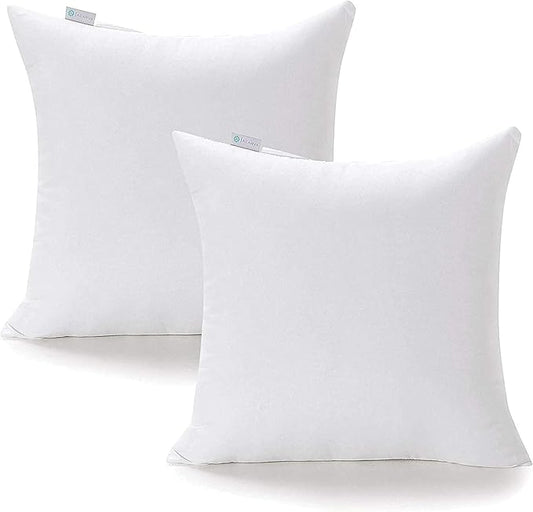 Acanva 22x22 Throw Pillow Inserts Set of 4, Premium Polyester Fiber Fill Square Sham Stuffer Cushion for Sofa, Bed, Couch and Chair, Machine Washable, 22x22 Inch(for 20x20 Cover), White 4 Count