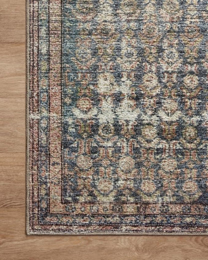 Loloi Amber Lewis Billie Collection, Ocean & Brick 2'-3" x 3'-9" Area Rug – Antique & Distressed Accent Rugs for Living Room, Bedroom, Entryway & Hallway, No Shed High Traffic Area Home Decor Rug