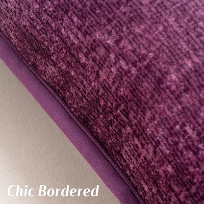 FUTEI Purple Chenille Throw Pillow Covers 24x24 Inch Set of 2,Soft Cozy Bound Edge Design European Cushion Cover,Home Decor for Couch Bed Living Room