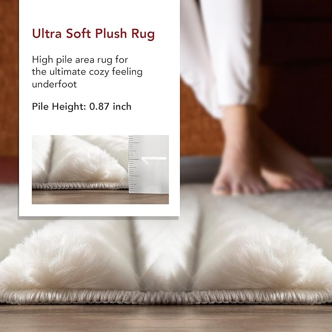 nuLOOM 2'6" x 8' Cozy Plush Area Rug, Machine Washable, Non-Slip, Soft Fluffy Shag Carpet for Living Room Bedroom Kids Room Nursery Home Decor, Kai White