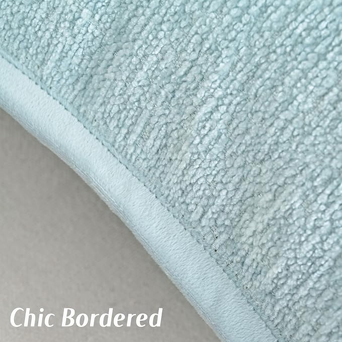 FUTEI Light Blue Chenille Throw Pillow Covers 24x24 Inch Set of 2,Soft Cozy Bound Edge Design European Cushion Cover,Home Decor for Couch Bed Living Room