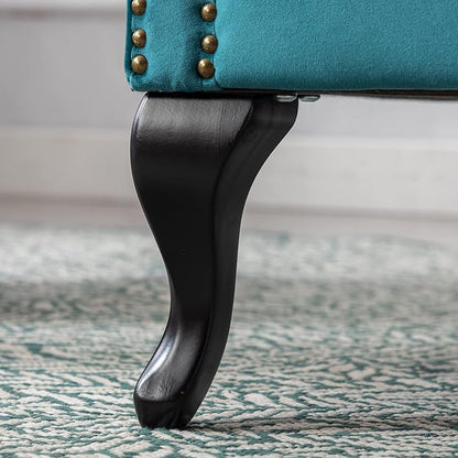 Accent Reading Arm Chairs Set of 2 for Living Room Bedroom, Midcentury Modern Comfy Corner Sofa Chair, Wingback Waiting Room Club Chair with Button Tufted Back &Lumbar Pillow, Velvet Teal