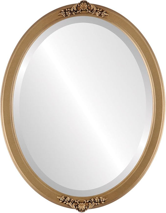 OVALCREST Oval Beveled Wall Mirror for Home Decor - Athena Style - Desert Gold - 21" x 17" Outside Dimensions