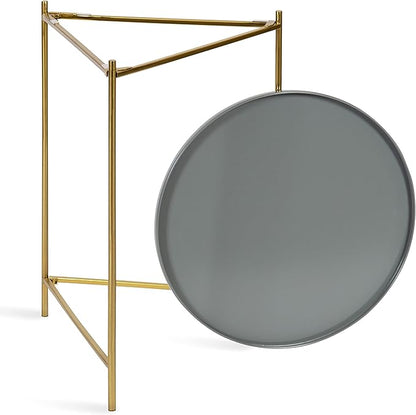 Kate and Laurel Ulani Modern Nesting Side Table, Set of 2, Gray and Gold, Sophisticated Glam End Tables for Storage and Display