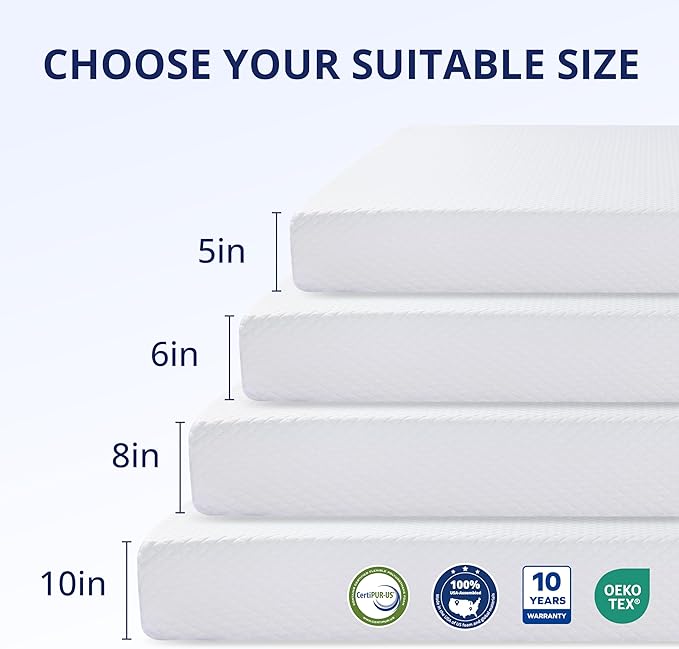 Queen Mattress 10 Inch Green Tea Memory Foam Mattress for Cool Sleep & Pressure Relief,Medium Feel Support, Fiberglass Free, Bed in a Box, Removable Washable Cover, CertiPUR-US Certified