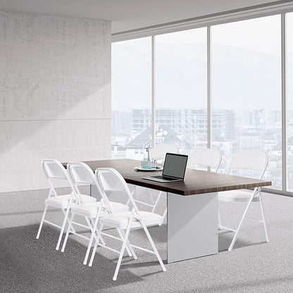 80 Pack Folding Chairs with Padded Seats, Padded Folding Chair with Steel Frame for Events Home Office, Pu Leather Folding Chair White