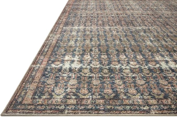 Loloi Amber Lewis Billie Collection, Ocean & Brick 6'-0" x 9'-0" Area Rug – Antique & Distressed Accent Rugs for Living Room, Bedroom, Entryway & Hallway, No Shed High Traffic Area Home Decor Rug