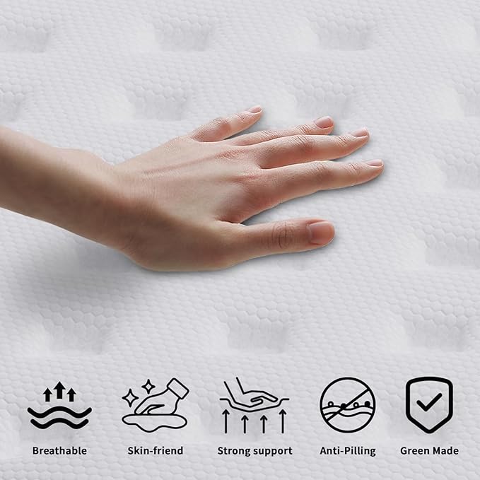 King Mattress, 10 Inch Hybrid Memory Foam Mattress in a Box, Cooling Gel for Pressure Relief & Back Pain Support, CertiPUR-US Certified, Medium Firm Bed, Fiberglass Free, Breathable Comfort Sleep
