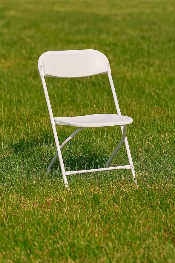 BTEXPERT® Set of 2 Pack, White Plastic Folding Chair Steel Frame Commercial High Capacity Event Chair Lightweight Set for Office Wedding Party Picnic Kitchen Dining Church School