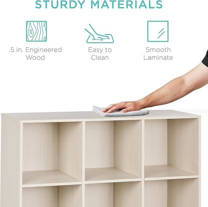 Best Choice Products 9-Cube Storage Organizer, 13.5in Shelf Opening, Bookcase, Display Shelf, Customizable w/ 3 Removable Back Panels – Whitewash