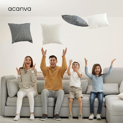 Acanva 20x20 Throw Pillow Inserts Set of 2, Premium Polyester Fiber Fill Square Sham Stuffer Cushion for Sofa, Bed, Couch and Chair, Machine Washable, White
