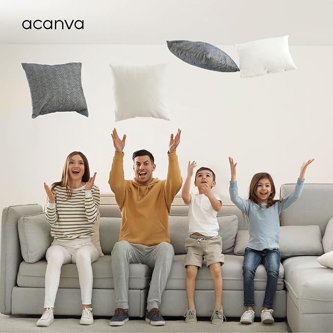 Acanva 24x24 Throw Pillow Inserts Set of 4, Premium Polyester Fiber Fill Square Sham Stuffer Cushion for Sofa, Bed, Couch and Chair, Machine Washable, 24x24 Inch(for 22x22 Cover), White 4 Count