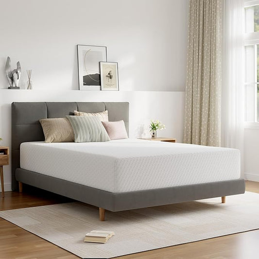 Novilla Queen Mattress, 10 Inch Queen Memory Foam Mattress in a Box, Dual-Layer Design with High-Density Base for Support & Pressure Relief, Natural Fiber Infused for Cool & Refreshing Sleep，Firm