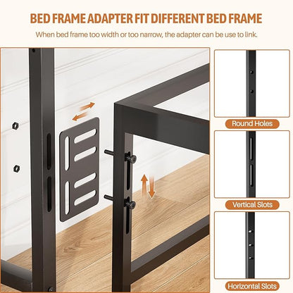 Homieasy Headboard for Full Size Bed with Storage, Sturdy Bookcase Headboards with Outlet, USB & LED Light, Full Size Headboard Only, Head Board with Sliding Doors & Bed Adapter for Bedroom, Black