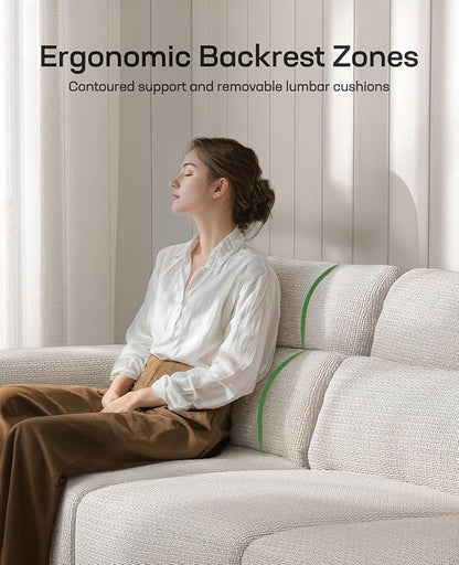 Marsail Modern 65 Inch Linen Fabric Sofa, 2-Seater Couch with Wide Armrests, Deep Cushions & Removable Washable Covers, Comfortable Living Room Furniture, Beige