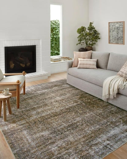 Loloi Amber Lewis Billie Collection, Tobacco & Rust 3'-6" x 5'-6" Area Rug – Antique & Distressed Accent Rugs for Living Room, Bedroom, Entryway & Hallway, No Shed High Traffic Area Home Decor Rug