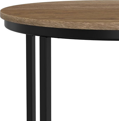 SIMPLIHOME Jenna Industrial 18 inch Wide Metal Round Accent Side Table in Warm Grey for the Living Room and Bedroom