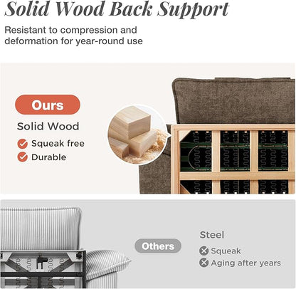 53.5" Cloud Modular Sectional Single Sofa, Deep Seat Armchair with Plush Chenille & Removable Arms for Living Room, Taupe