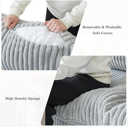 Cloud Modular Sectional Sofa, 8 Seater Oversized Sectional Couch, 157.4" U-Shaped Convertible Couches with 2 Ottomans, Deep Couches for Living Room, Washable & Replaceable Covers, Gray