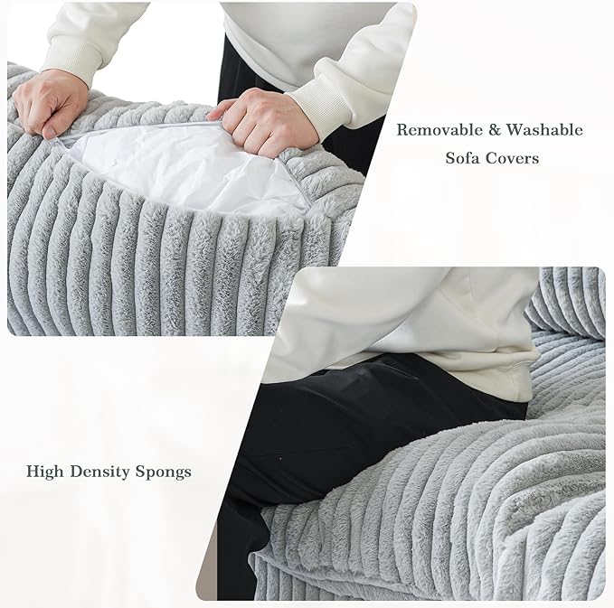 78.74" Oversized Loveseat Sofa, Deep Seat Cloud Couch, 2 Seat Comfy Modular Sectional Couches for Living Room, Plush Couch Cushion Covers Removable, Gray