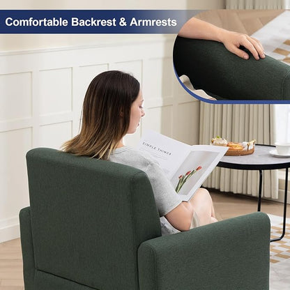 Accent Chairs Set of 2, Mid Century Modern Living Room Chairs Comfy Reading Chair with Upholstered Cushion Relax Armchair for Bedroom Apartment,Office, Green