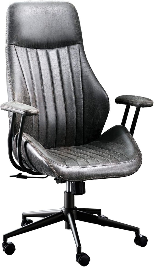 ovios Home Office Ergonomic Chair, Mid-Century Modern Luxury Faux Suede Leather Chairs, Comfy High Back Computer Swivel Rolling Task Armchair for Executive, Grey