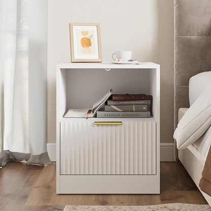 3-Piece Modern Bedroom Furniture Set, Wide 6-Drawer Dresser & 1-Drawer Nightstands Set of 2, Natural Wood Dresser and Nightstand Sets for Bedroom, Hallway, White