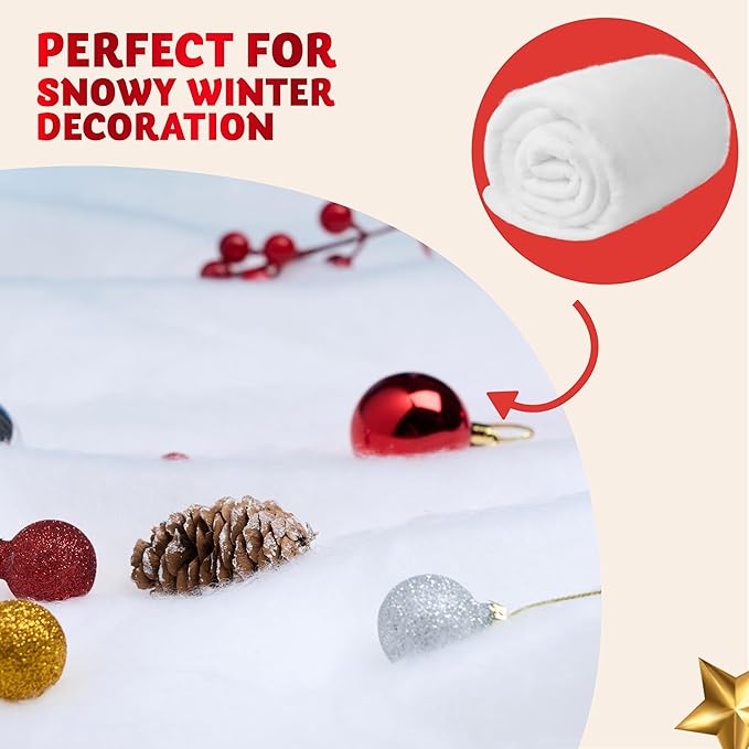 JOYIN Christmas Snow Blanket Roll (3x8 Ft,4 Pcs) for Christmas Decorations, Village Displays, Under The Xmas Tree-Thick White Soft and Fake Snow Cover for Holiday Decor and Winter Displays