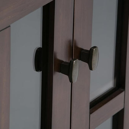 SIMPLIHOME Warm Shaker SOLID WOOD 39 inch Wide Transitional Medium Storage Media Cabinet in Tobacco Brown for the Living Room, Entryway and Family Room