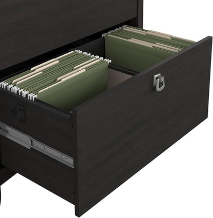 Bush Furniture Salinas 2 Drawer Lateral File Cabinet in Vintage Black, Home Office Storage Solution, Organizer with Drawers for Workspace, Filing Unit