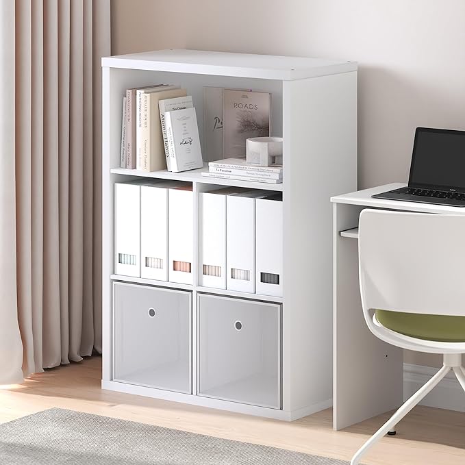 Furinno Cubicle Book Shelf, 5-Cube Bookshelf, Cube Storage Organizer Bookcase with Closed Back, 15.3 x 29.9 x 43.3, for Living Room, Bedroom, Home Office, White